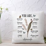 Personalisierte Sie sind Bibelvers Geburt Blume weich werfen Kissenbezug mit Namen Home Decor Taufe Geburtstag Geschenk für Frauen Christian
