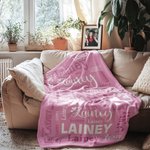 Personalized Multicolor Soft Throw Blanket with Name Home Decor Birthday Baby Shower Gift for Boys Girls Family