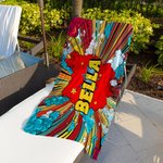 Personalisierte Comic-Stil schnell trocknen überdimensioniert Strandtuch mit Namen Sommer Accessoire Strand Party Geburtstagsgeschenk für Freunde Comic-Liebhaber