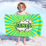 Personalisierte Comic-Stil schnell trocknen überdimensioniert Strandtuch mit Namen Sommer Accessoire Strand Party Geburtstagsgeschenk für Freunde Comic-Liebhaber