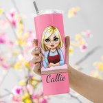 Personalisierte Cartoon Maniküre Charakter 20 oz gerade Skinny Becher mit Namen und Strohhalm Geburtstag Beauty Salon Eröffnung Geschenk für Nagel-Techniker