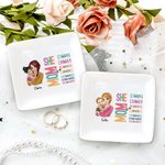 Personalisierte Cartoon Mom Holding Baby Bibel Vers Keramik Trinket Schmuck Schale mit Namen Home Decor Geburtstag Muttertag Geschenk für Mama Frauen