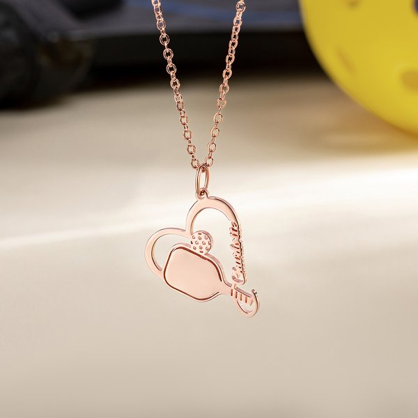 Personalizado Dainty Badminton Tenis de Mesa Pickleball Corazón Nombre Collar Mujer Joyería Regalo de cumpleaños para los amantes del deporte