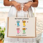Personalizzato Our Grandest Adventure Floral Boots 2-6 Names Jute Tote Bag Festa della mamma Regalo di compleanno per la nonna