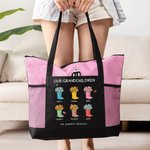 Personalizzato Our Grandest Adventure Floral Boots 2-6 Names Oxford Tote Bag con testo e tasche a rete Regalo di compleanno per la festa della mamma e della nonna