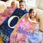 Personalized Multicolor Soft Throw Blanket with Name Home Decor Birthday Baby Shower Gift for Boys Girls Family