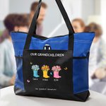 Personalizzato Our Grandest Adventure Floral Boots 2-6 Names Oxford Tote Bag con testo e tasche a rete Regalo di compleanno per la festa della mamma e della nonna