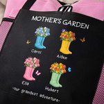 Personalizzato Our Grandest Adventure Floral Boots 2-6 Names Oxford Tote Bag con testo e tasche a rete Regalo di compleanno per la festa della mamma e della nonna