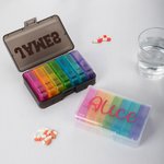 Personalized Portable Rainbow-colored Weekly Pill Organizer Box with Name Travel Accessory Get Well Soon Birthday Gift for Family Friends