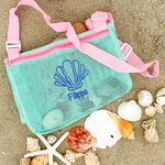 Borsetta in rete personalizzata con nome ricamato granchio stella marina gelato conchiglia collezione oggetti piccoli regalo estivo per bambini