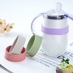 Personalized Multicolor Food-grade Silicone Heat-insulated Bottle Sleeve Cover with Engraved Name Set of 2 Back to School Birthday Gift for Baby Kid