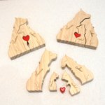 Henkilökohtainen puinen susi perhe punainen sydän palapeli 2-4 nimet työpöydän sisustus syntymäpäivä vuosipäivä lahja perheelle