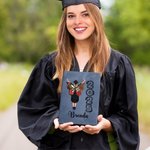 Personalized Birth Flower Butterfly Cartoon Graduate A5 A6 Leather Lined Notebook with Name and Year Graduation Keepsake Gift for Women