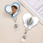 Personalisierte Herz Haustier Foto Acryl einziehbare Badge Reel mit Badge Buddy Geburtstag Vet Tech Zubehör Geschenk für Tierarzt Tierliebhaber