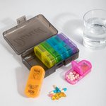 Personalized Portable Rainbow-colored Weekly Pill Organizer Box with Name Travel Accessory Get Well Soon Birthday Gift for Family Friends