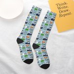 Personalized Golf Theme Soft Breathable Socks with Name Father's Day Birthday Gift for Golf Players