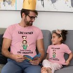 Personalized Cartoon Dad and Son Daughter 100% Cotton Baby Bodysuit Adult Kid T-shirt with Name Father's Day Gift for Kid Dad Newborn