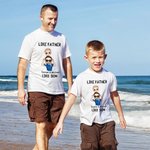 Personalized Cartoon Dad and Son Daughter 100% Cotton Baby Bodysuit Adult Kid T-shirt with Name Father's Day Gift for Kid Dad Newborn