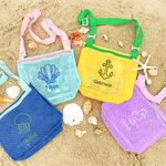 Borsetta in rete personalizzata con nome ricamato granchio stella marina gelato conchiglia collezione oggetti piccoli regalo estivo per bambini
