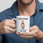 Personalized Like Father Like Daughter Son Cartoon Character 11 oz Ceramic Mug with Names Father's Day Gift for Kid Dad Family