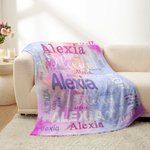 Personalized Multicolor Soft Throw Blanket with Name Home Decor Birthday Baby Shower Gift for Boys Girls Family