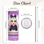 Personalisierte Cartoon Maniküre Charakter 20 oz gerade Skinny Becher mit Namen und Strohhalm Geburtstag Beauty Salon Eröffnung Geschenk für Nagel-Techniker