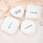 Personalized Ceramic Ring Dish Jewelry Tray Organizer with Handwriting Photo and Text Wedding Engagement Birthday Mother's Day Gift for Mom Grandma