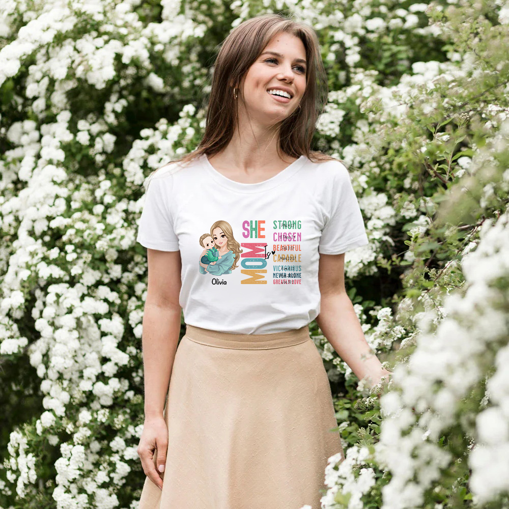 T-shirt 100% coton avec nom Cadeau de baptême pour maman