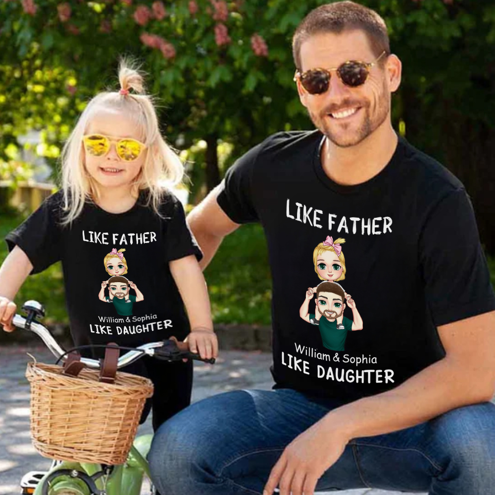 T-shirt pour enfant avec nom Cadeau de fête des pères pour enfant, nouveau-né, père et fils, fille 100% coton