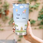 Personalized Cartoon Classic Winnie the Pooh Balloon Lawn 30 oz Stainless Steel Cup Mother's Day Birthday Gift for Grandma Mother