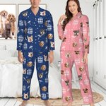Personalisierte Kokosnuss Baum Haustier Avatar Foto Langarm-Pyjama passende Hose mit Namen Geburtstag Geschenk für Frauen Männer Haustierliebhaber