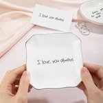 Personalized Ceramic Ring Dish Jewelry Tray Organizer with Handwriting Photo and Text Wedding Engagement Birthday Mother's Day Gift for Mom Grandma