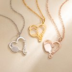 Personalizado Dainty Badminton Tenis de Mesa Pickleball Corazón Nombre Collar Mujer Joyería Regalo de cumpleaños para los amantes del deporte