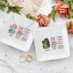 Personalisierte Cartoon Mom Holding Baby Bibel Vers Keramik Trinket Schmuck Schale mit Namen Home Decor Geburtstag Muttertag Geschenk für Mama Frauen