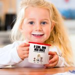 Personalized A Girl and Her Dogs Have Unbreakable Bond Cartoon Design 12 oz Enamel Mug with Name Pet Adoption Anniversary Birthday Gift for Pet Lover