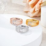 Personalised Initial Bar Ring with Name Dainty Jewellery Engagement Bridal Anniversary Birthday Gift for Women Girls