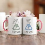 Personalized Baby is Brewing B-ultrasound Pregnancy Announcement Ceramic Mug with Name and Year Mother's Day Father's Day Gift for Expecting Parents