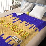 Personalized Ice Cream Softball Baseball Soccer Name Soft Throw Blanket with Number Multicolor Home Decor Game Day Birthday Gift for Ball Lovers