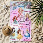 Personalized Princess Castle Fantasy Unicorn Quick Dry Oversized Beach Towel with Name Travel Essential Birthday Gift for Kids