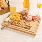 Personalized BBQ Grill Fork FSC Bamboo Charcuterie Cutting Board with Engraved Texts and Juice Groove Father's Day Birthday Gift for Dad Grill Master