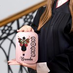 Personalised Birth Flower Butterfly Graduate Leather Jewellery Box with LED Three-color Adjustable Mirror Congratulation Graduation Gift for Women