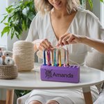 Personalised Multicolor 3D Printed 17 Hole Crochet Hook Storage Box Pull-out Display Stand with Name Mother's Day Birthday Gift for Knitting Lovers