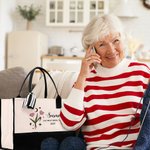 Personalized 12 Zodiac Floral Canvas Tote Bag with Name Portable Large Capacity Mother's Day Birthday Retirement Gifts for Her