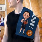 Serviette de sport super absorbante avec numéro et crochet Cadeau d'anniversaire pour les amateurs de basket-ball