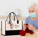 Personalized 12 Zodiac Floral Canvas Tote Bag with Name Portable Large Capacity Mother's Day Birthday Retirement Gifts for Her