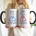 Personalized Baby is Brewing B-ultrasound Pregnancy Announcement Ceramic Mug with Name and Year Mother's Day Father's Day Gift for Expecting Parents