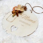 Adorno de madera con flor artificial personalizado con nombre y texto decoración para el hogar regalo de el Día de la Madre para madre y abuela
