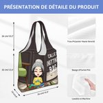Sac de Tricot Rétuilisable Personnalisé avec Nom et Image de Femme Large Capacité Cadeau Anniversaire Fête des Mères pour Femme Amatrice de Tricot