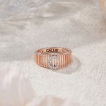 Personalised Initial Bar Ring with Name Dainty Jewellery Engagement Bridal Anniversary Birthday Gift for Women Girls