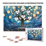 Personalized Glass Art Family Life Tree Wooden Puzzle with 2-20 Heart Names Home Decor Birthday Mother's Day Gift for Mom Grandma